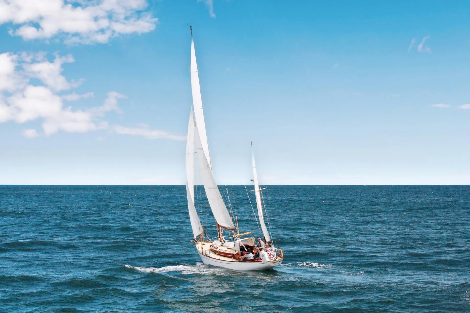 Sailboat on the Mediterranean under blue sky